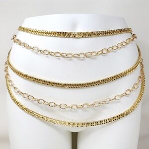 Draped Gold Chain Waist Statement Belt